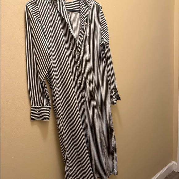 Vintage Black and White Striped Button-Up Dress - Picture 1 of 3